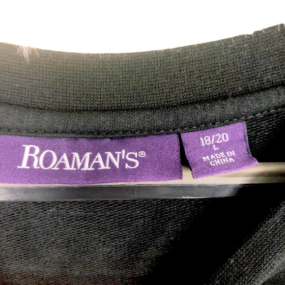 Romans Plus SZ 18/20 Black Sweatshirt w/Blingy Floral Sequins Down The Sleeves - Picture 5 of 5